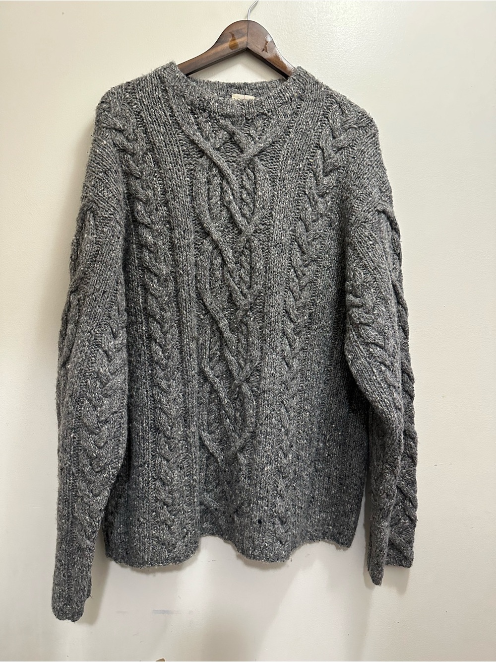 J. Crew Vintage 1990s Fisherman Sweater Aran Wool Men's XL Irish Grunge Chunky